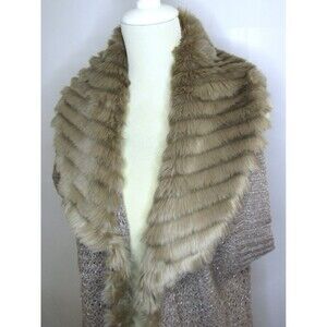 Drama Sweater Vest Foster Faux Fur Trim Shawl Collar Brown Metallic Chico's 2